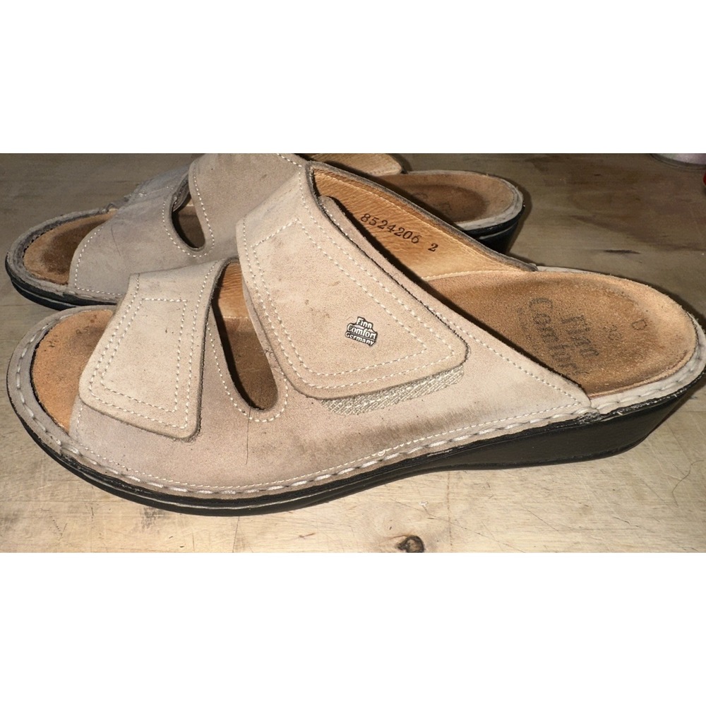 Finn Comfort Women's Jamaika Sandals Size 38‎ Tan Beige Leather Slide Shoes 7.5